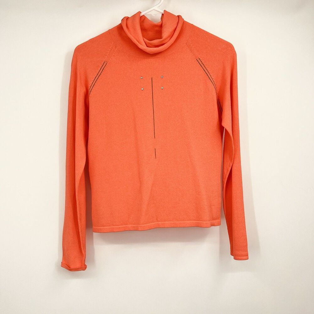 Jamie Sadock Orange LS Womens Small Golf High Neck Shirt Art